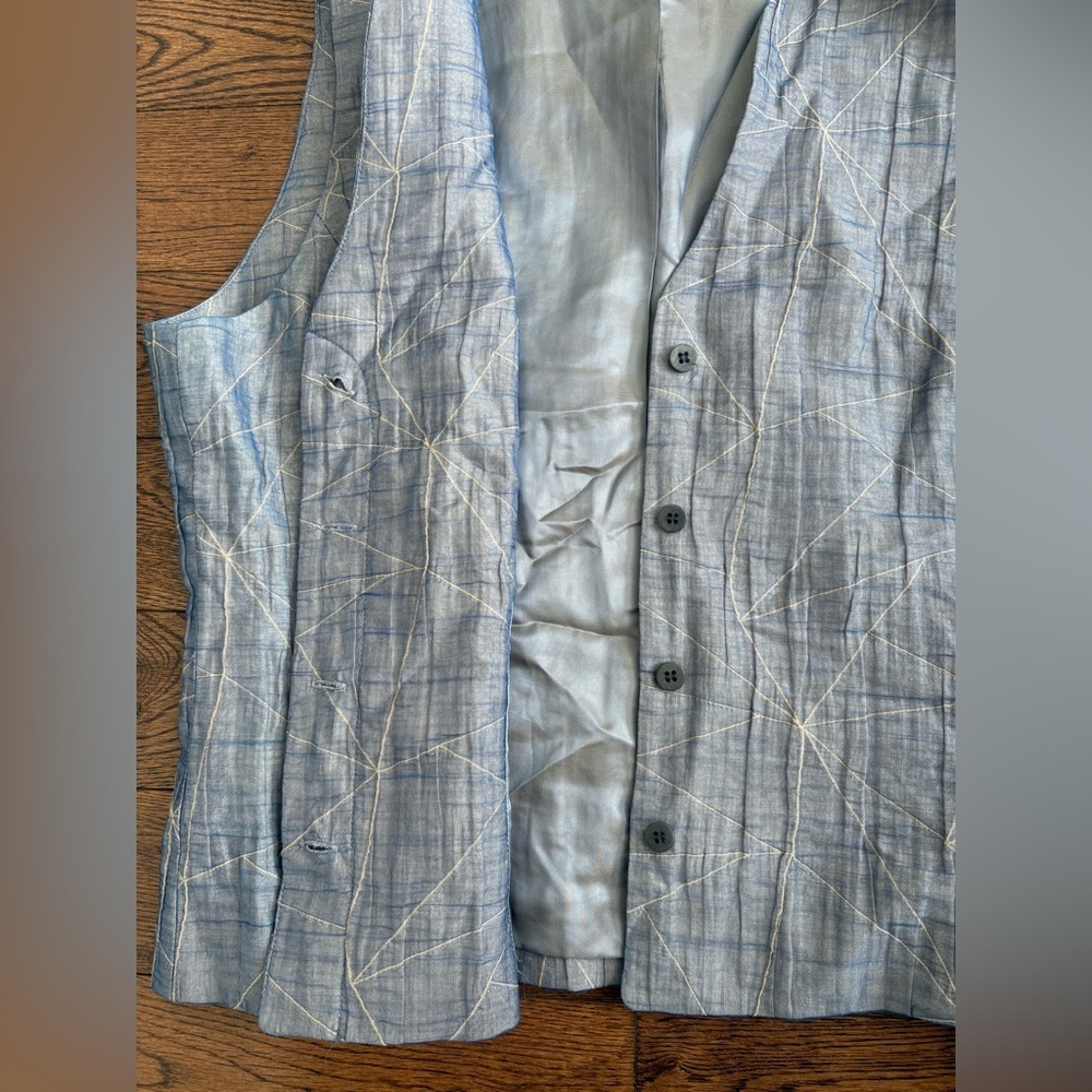 Lafayette 148 New York Linen Blend Gray Sleeveless V-Notch Shell Top Size 10 - Picture 6 of 6